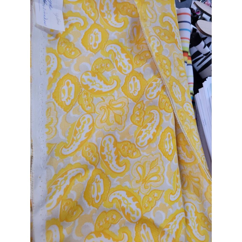 Vintage MCM Yellow & White Print Fabric